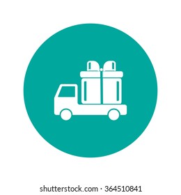 truck with a gift vector icon EPS