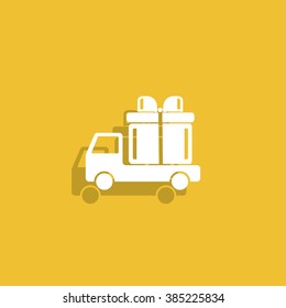 truck with a gift vector icon EPS