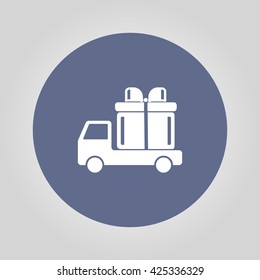 truck with a gift vector icon EPS