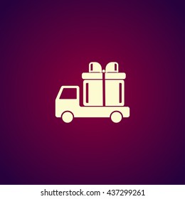 truck with a gift vector icon EPS