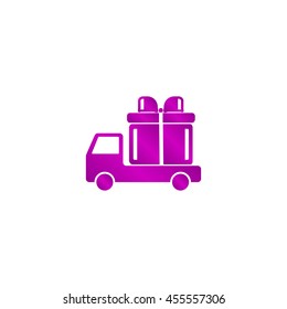 truck with a gift vector icon EPS