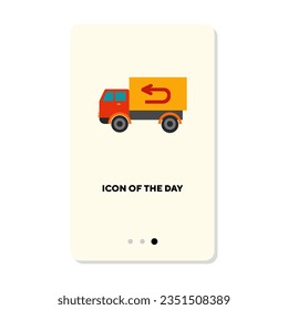 Truck going back with cargo on white background. Freight, traffic cartoon illustration. Delivery and transportation concept. Vector illustration symbol elements for web design and apps