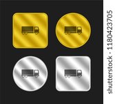 truck gold and silver metallic coin logo icon design