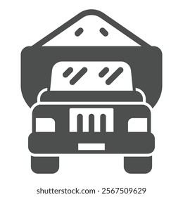 Truck with grain pile solid icon, wheat production concept. Vector graphics. Full of wheat grain truck sign on white background, glyph style icon for mobile or web design