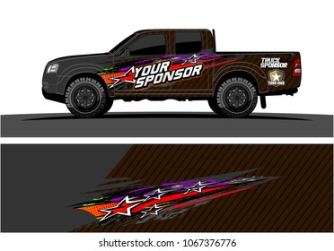 truck graphic. abstract lines with star in the grunge background