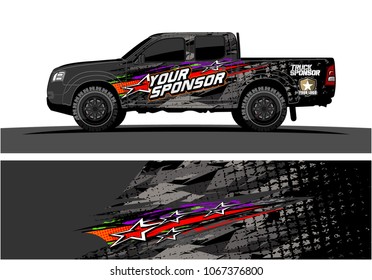 truck graphic. abstract lines with star in the grunge background