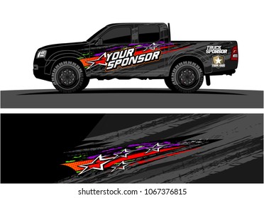 truck graphic. abstract lines with star in the grunge background
