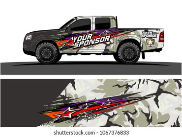 truck graphic. abstract lines with star in the grunge background