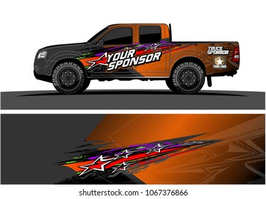 truck graphic. abstract lines with star in the grunge background