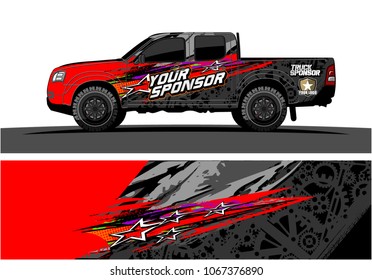 truck graphic. abstract lines with star in the grunge background