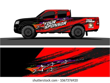 truck graphic. abstract lines with star in the grunge background