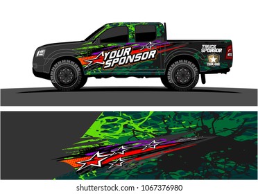 truck graphic. abstract lines with star in the grunge background