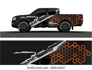 Truck Graphic. Abstract tech lines shape with grunge background