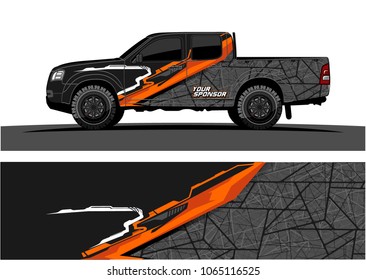 Truck Graphic. Abstract tech lines shape with grunge background