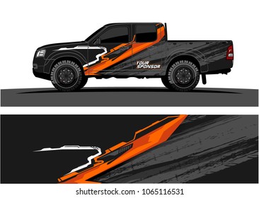 Truck Graphic. Abstract tech lines shape with grunge background