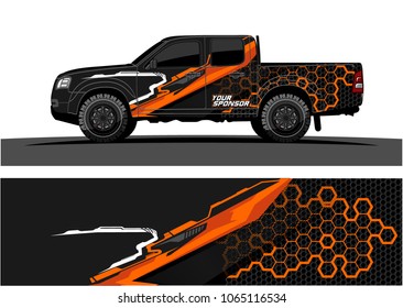 Truck Graphic. Abstract tech lines shape with grunge background