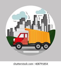 Truck graphic design , editable graphic, industrial transport machine concept