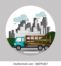 Truck graphic design , editable graphic, industrial transport machine concept