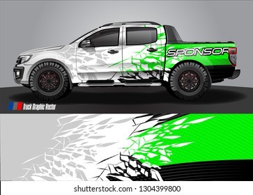 Truck Graphic designs. shattered glass with grunge background vector concept for vinyl Wrap and Vehicle branding 
