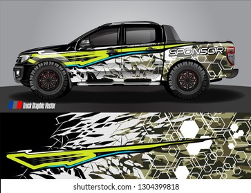 Truck Graphic designs. shattered glass with grunge background vector concept for vinyl Wrap and Vehicle branding 
