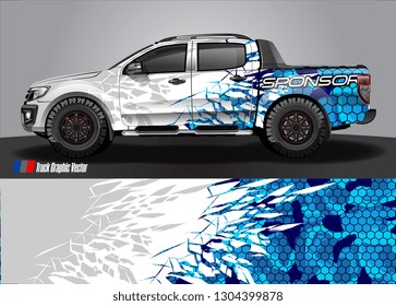 Truck Graphic designs. shattered glass with grunge background vector concept for vinyl Wrap and Vehicle branding 
