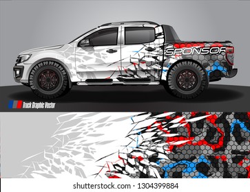 Truck Graphic designs. shattered glass with grunge background vector concept for vinyl Wrap and Vehicle branding 
