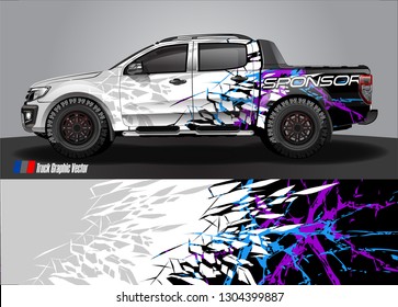 Truck Graphic designs. shattered glass with grunge background vector concept for vinyl Wrap and Vehicle branding 
