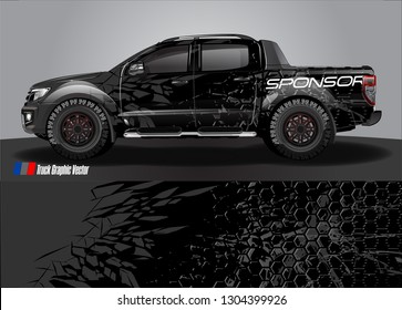 Truck Graphic designs. shattered glass with grunge background vector concept for vinyl Wrap and Vehicle branding 
