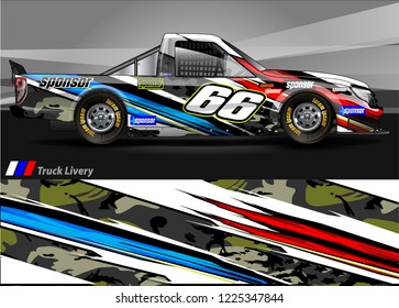 Truck graphic kit vector. abstract  lines with camouflage background for race car, van and vehicle sticker wrap