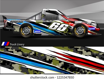 Truck graphic kit vector. abstract  lines with camouflage background for race car, van and vehicle sticker wrap