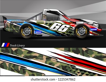 Truck graphic kit vector. abstract  lines with camouflage background for race car, van and vehicle sticker wrap