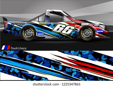 Truck graphic kit vector. abstract  lines with camouflage background for race car, van and vehicle sticker wrap