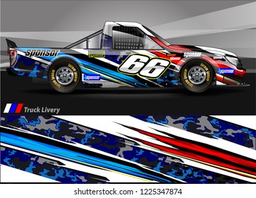 Truck graphic kit vector. abstract  lines with camouflage background for race car, van and vehicle sticker wrap