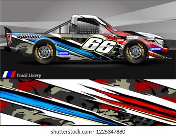Truck graphic kit vector. abstract  lines with camouflage background for race car, van and vehicle sticker wrap
