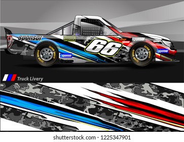Truck graphic kit vector. abstract  lines with camouflage background for race car, van and vehicle sticker wrap