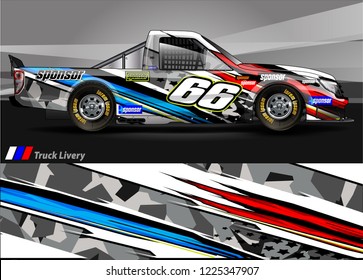 Truck graphic kit vector. abstract  lines with camouflage background for race car, van and vehicle sticker wrap