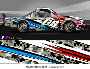 Truck graphic kit vector. abstract  lines with camouflage background for race car, van and vehicle sticker wrap