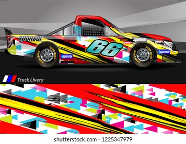 Truck graphic kit vector. abstract  lines with camouflage background for race car, van and vehicle sticker wrap