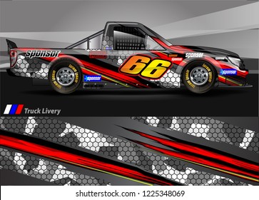 Truck graphic kit vector. abstract  lines with camouflage background for race car, van and vehicle sticker wrap