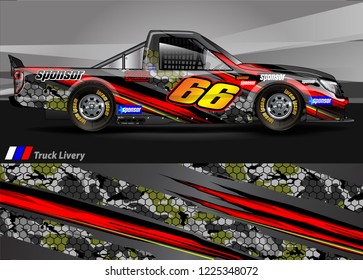 Truck graphic kit vector. abstract  lines with camouflage background for race car, van and vehicle sticker wrap