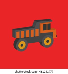 Truck graphic on red background,vector