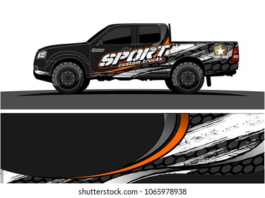 Truck graphic. Simple curved lines with grunge in the background vector