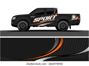 Truck graphic. Simple curved lines with grunge in the background vector