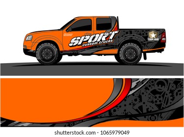 Truck graphic. Simple curved lines with grunge in the background vector