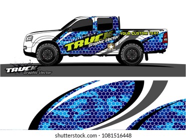 truck Graphic vector. abstract curved shape with camouflage background design for vinyl wrap and vehicle branding 