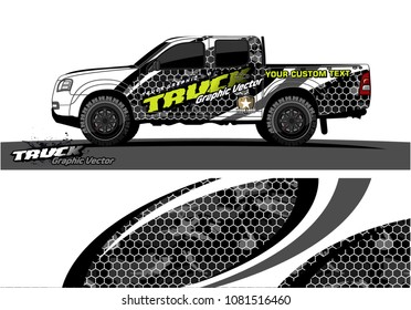 truck Graphic vector. abstract curved shape with camouflage background design for vinyl wrap and vehicle branding 