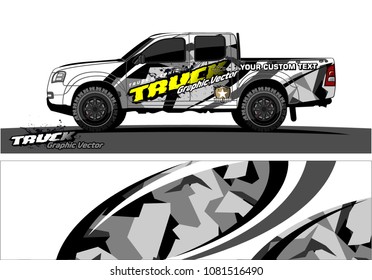 truck Graphic vector. abstract curved shape with camouflage background design for vinyl wrap and vehicle branding 