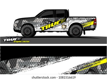 truck Graphic vector. abstract curved shape with camouflage background design for vinyl wrap and vehicle branding 