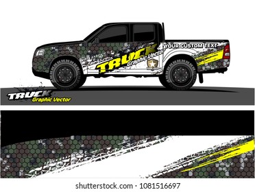 truck Graphic vector. abstract curved shape with camouflage background design for vinyl wrap and vehicle branding 