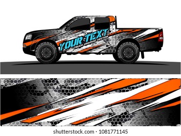 Truck Graphic Vector. Abstract Grunge Background Design For Vehicle Vinyl Wrap And Car Branding 